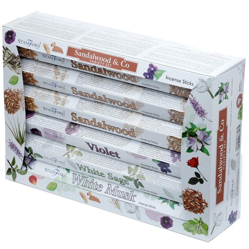 Stamford Hex Incense Sticks 12 Pack Variety Set - Sandalwood & Co