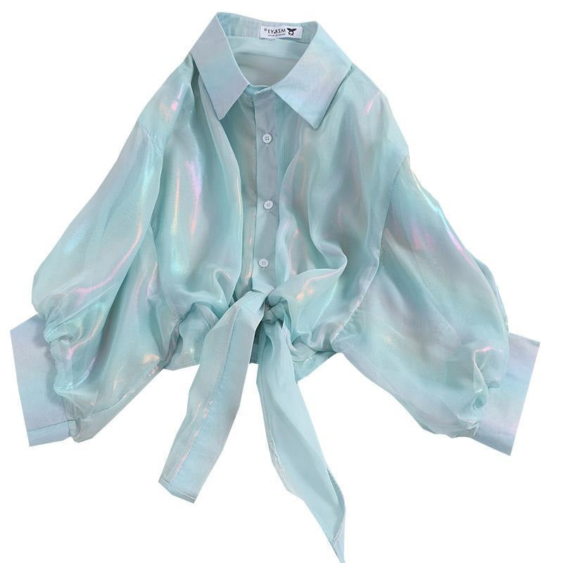Fashionable Glossy Purple Cardigan Sun-protective Garment