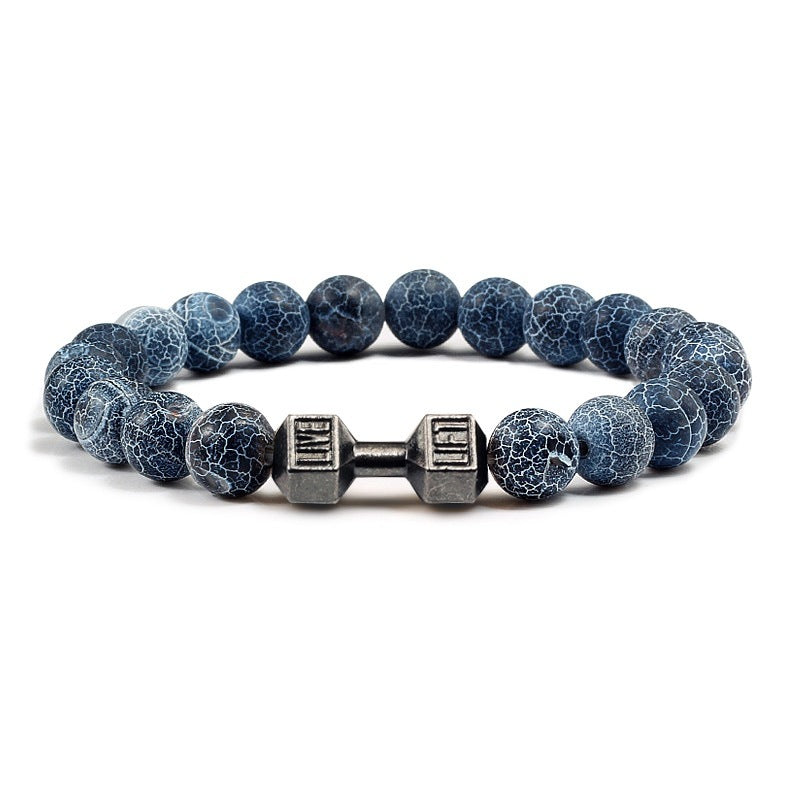 Turquoise Energy Healing Bracelet - Gun Black Barbell Bead Bracelet for Men & Women | Natural Stone Jewelry