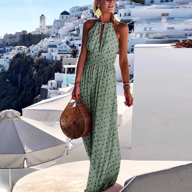 Round Neck Halter Backless Sexy Print Dress Women's Summer Dress