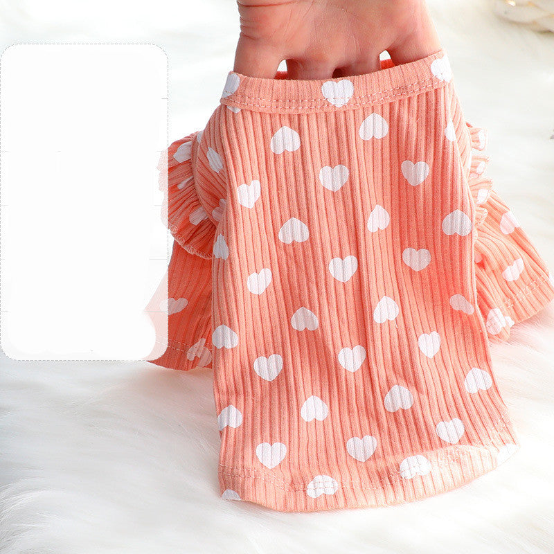 Thin Cat Princess Bottoming Shirt Wholesale Love Cute Cotton Small Dog Pet