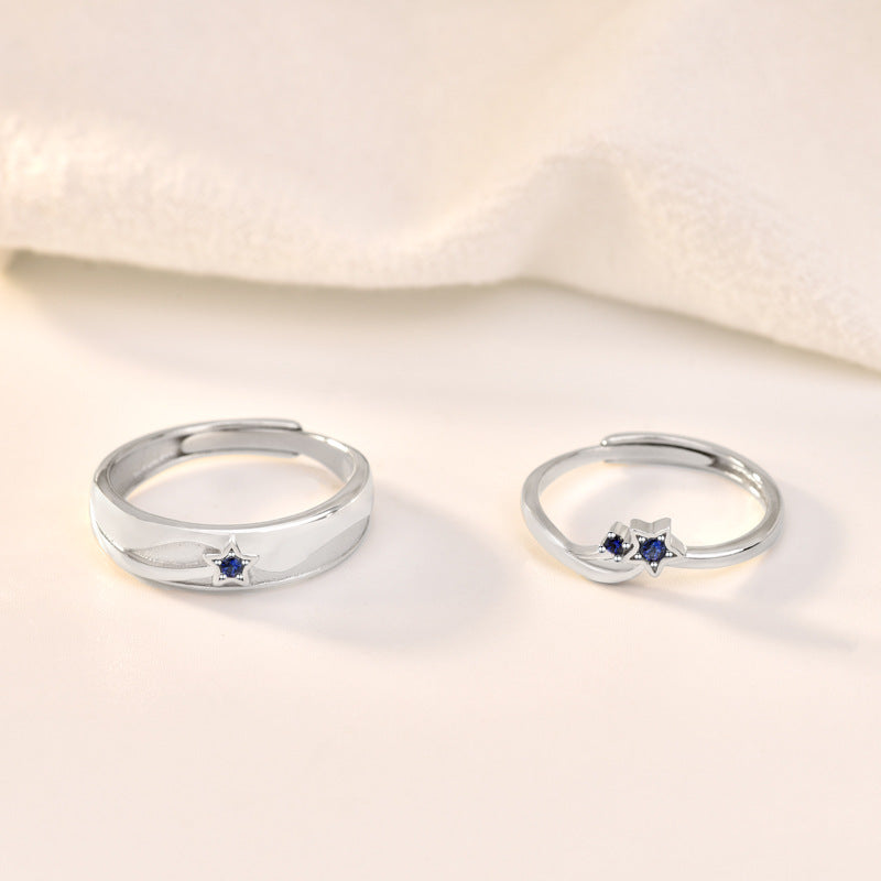 Liming Original S925 Sterling Silver Couple Ring A Pair Of Korean Ins Style Simple Valentines Day Opening Ring Gift