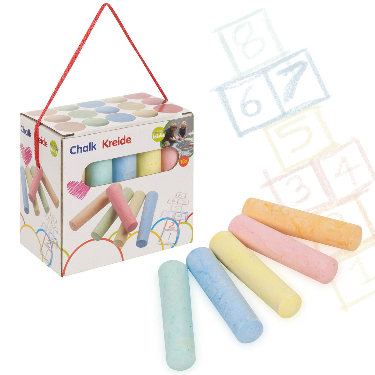 15 or 54 Piece Coloured Chalk Sticks Blackboard Pavement Kids School Dart Floor