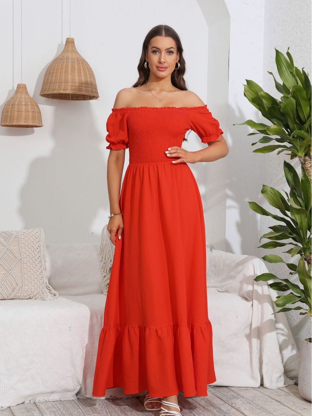 New Women's Casual Summer Backless Off-shoulder Long Dress