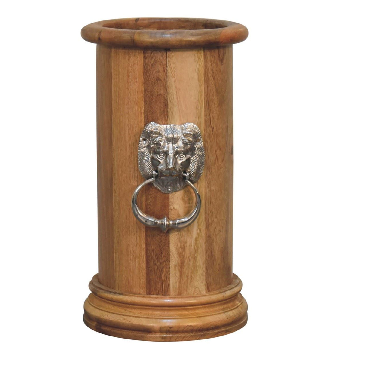 Artisan Solid Wood Round Umbrella Stand with Knocker