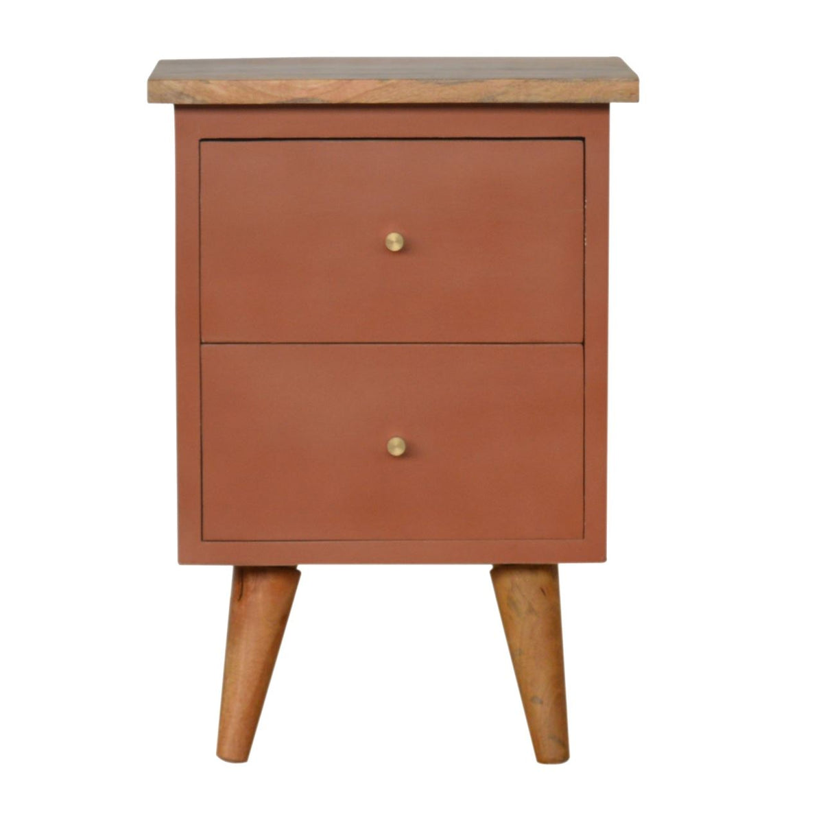 Artisan Brick Red Hand Painted Bedside Table