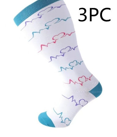 Plus Size Compression Socks Men's And Women's Pressure Socks High Elasticity Fat Socks Sports Fitness Printing Running Socks