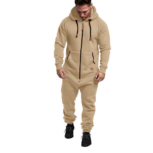 Men's hooded fleece jumpsuit