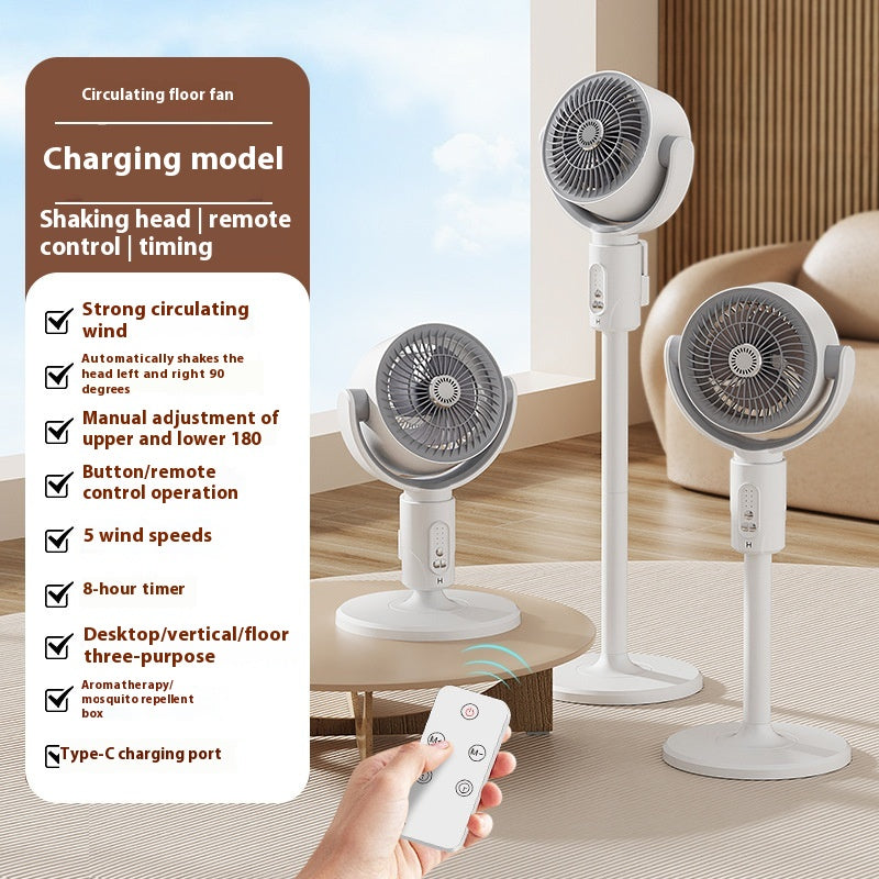 Remote Control Air Circulator Fan - 3D Oscillating Turbine Design Quiet Energy Saving Floor Standing Bladeless Cooling for Home Office Bedroom Use