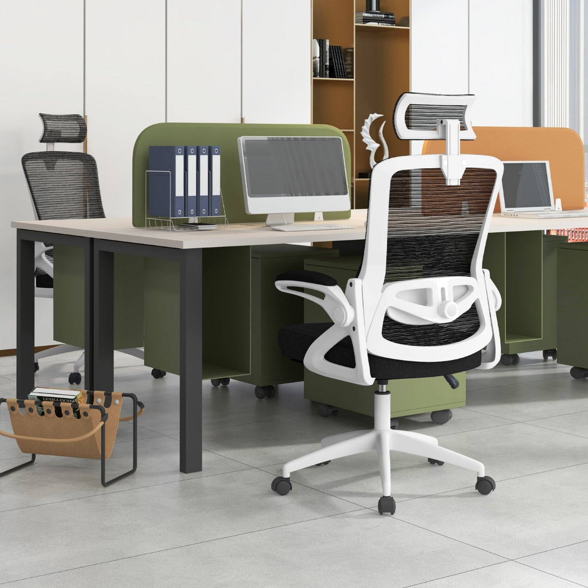 Ergonomic Office Chair with Adjustable Lumbar Support for Home Office-Black