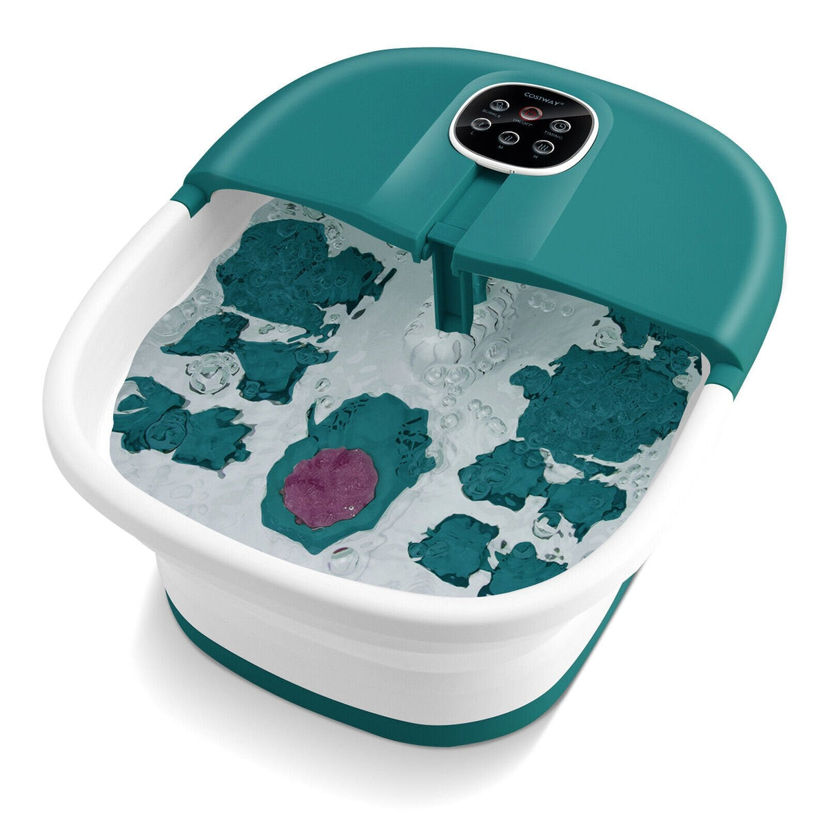 Foot Spa Bath Massager with Heat Bubbles and Remote Control-Green