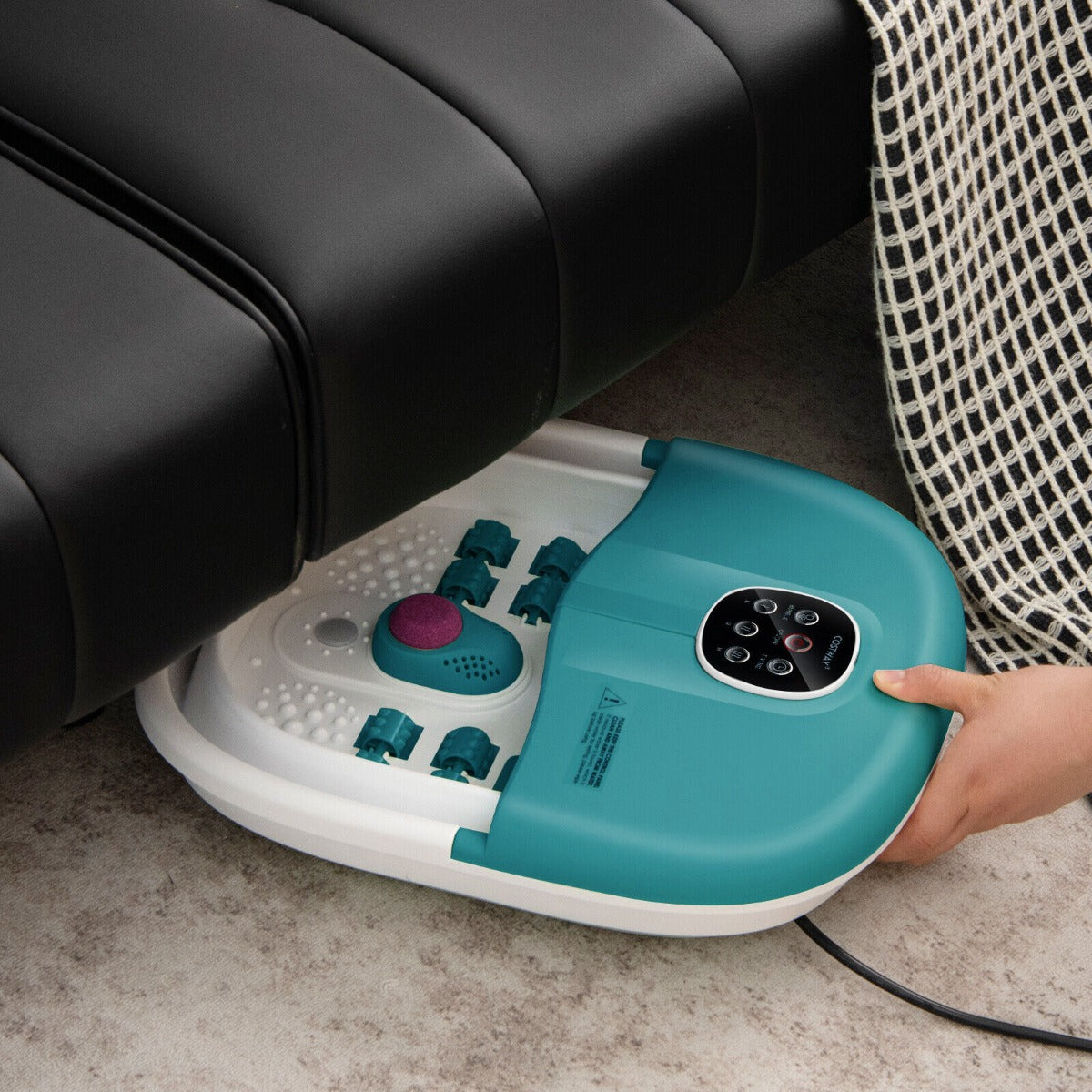 Foot Spa Bath Massager with Heat Bubbles and Remote Control-Green