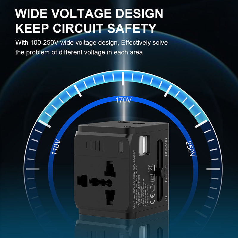 Multi-function Travel Charger Dual USB Port Universal Adapter