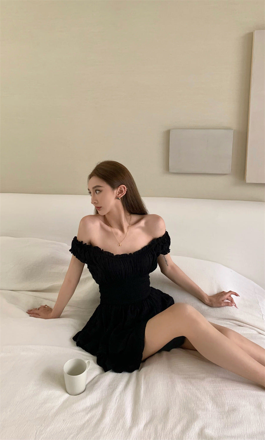 Summer Women's Black Collar Dress