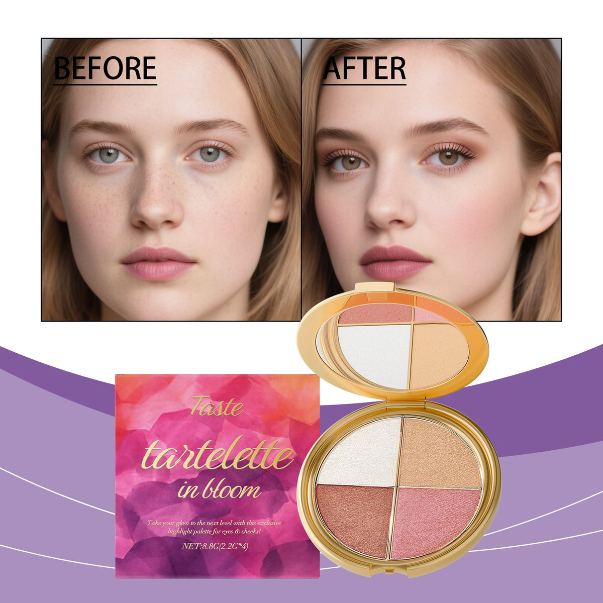 Highlighter, Eyeshadow, And Blush Palette 8.8g