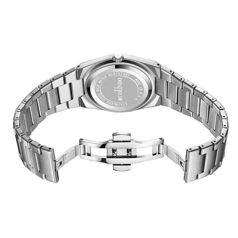 Ultra-thin Butterfly-clasp Steel-band Quartz Mens Watch