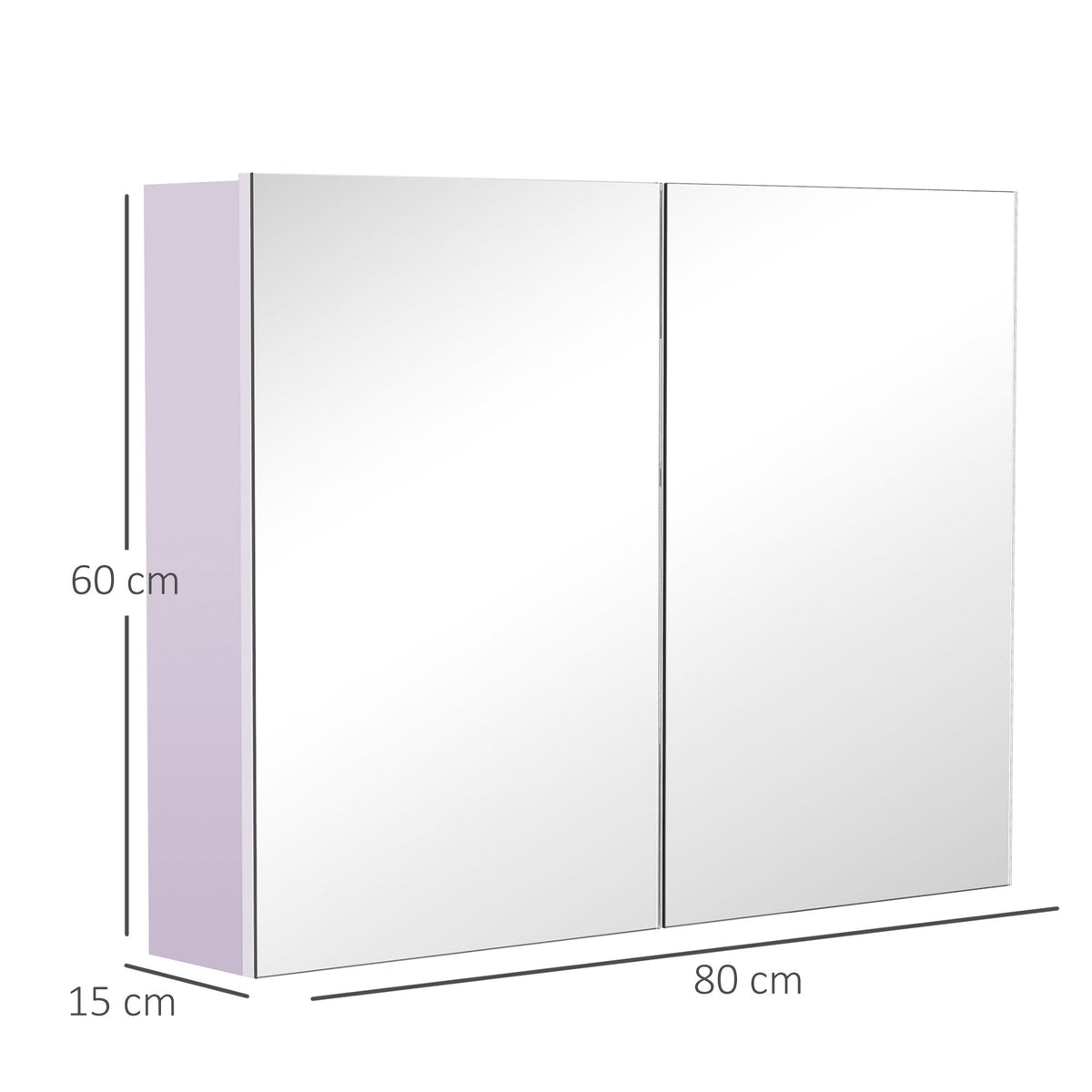 Mirror Cabinet Double Door Wall Mounted Modern Storage Unit Bathroom