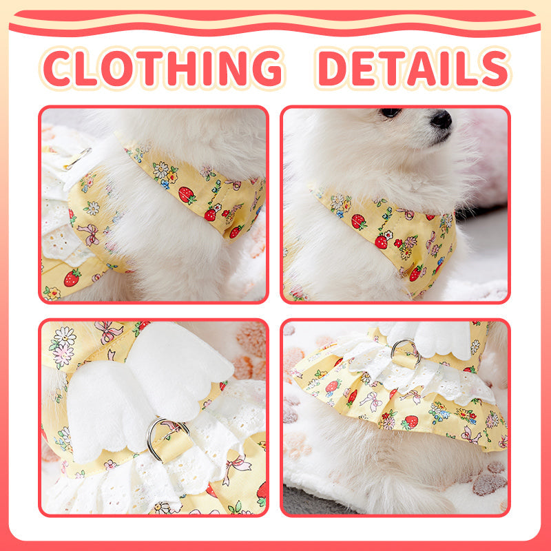 Dog Clothes Harness Dress Leash Set Cute Puppy Dresses With Angel Wings Fashion Outfit Clothing Chihuahua Clothes Pet Harness