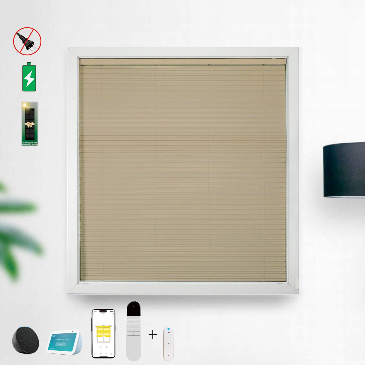 Paired With 15 Channel Remote Control And Solar Charging Panel, Electric Blinds, Intelligent Remote Blinds, Silent Motor, Cordless Sunshade, Dimmable Blinds