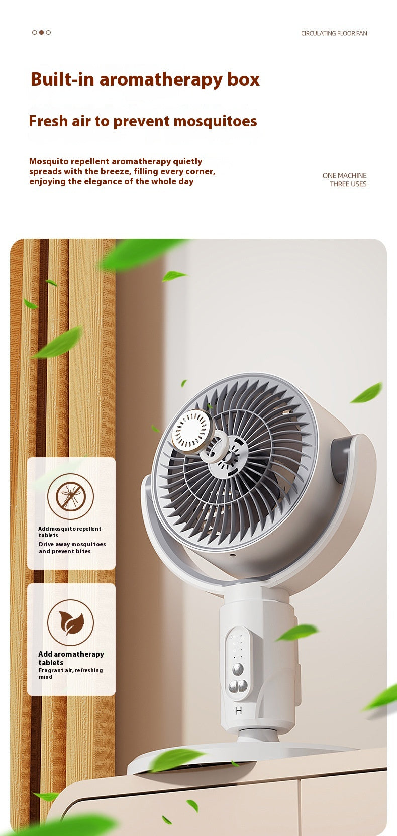 Remote Control Air Circulator Fan - 3D Oscillating Turbine Design Quiet Energy Saving Floor Standing Bladeless Cooling for Home Office Bedroom Use