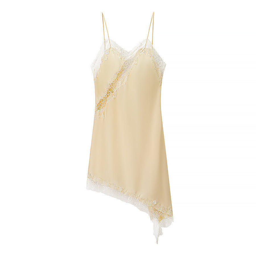 Lace Asymmetric Slip Dress