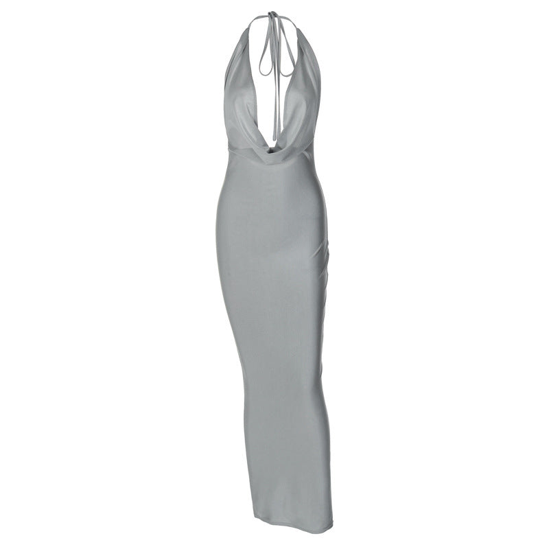 Large V-neck Halter Backless Sleeveless Dress