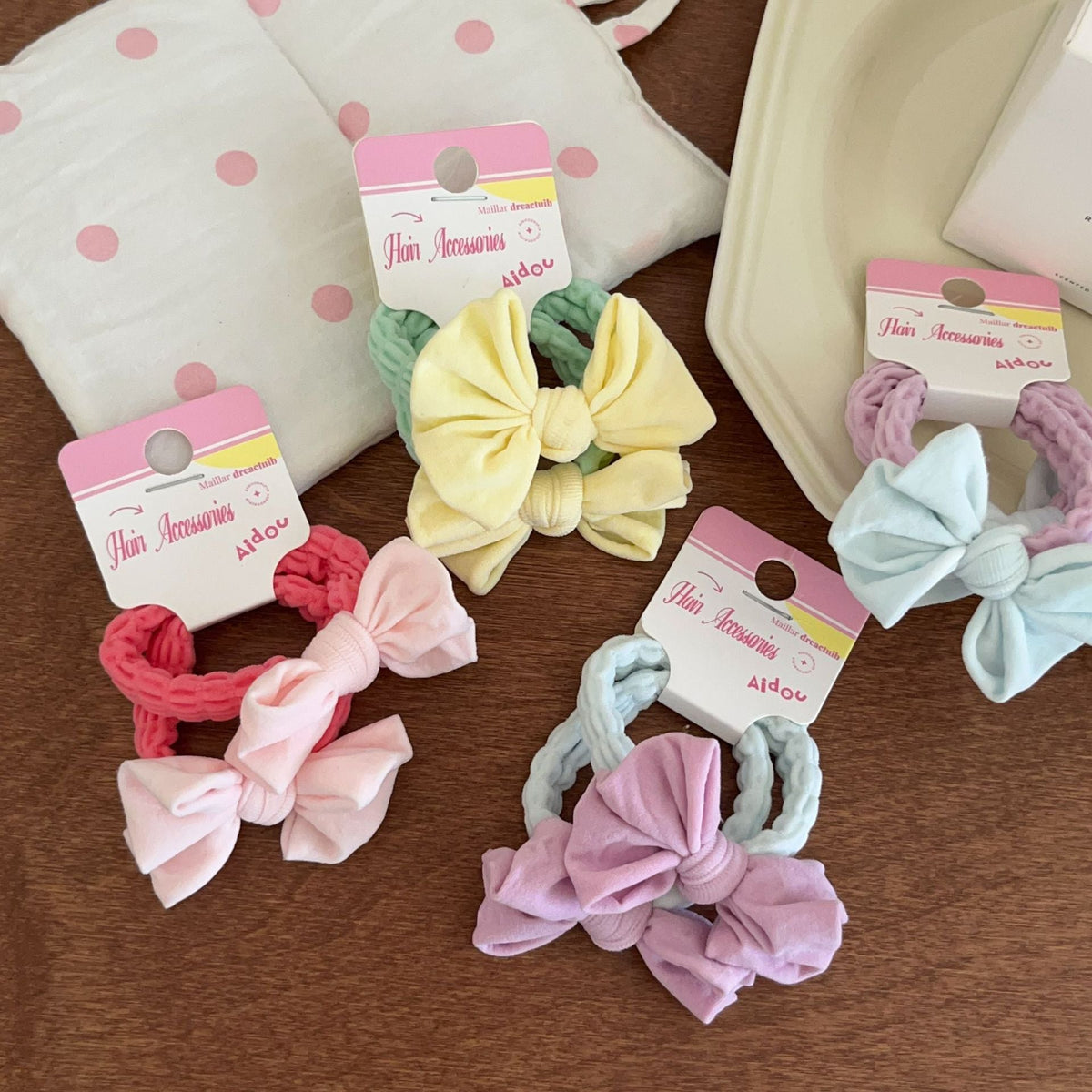 Macaron Bow Towel Ring Hair Rope Does Not Hurt High Elasticity