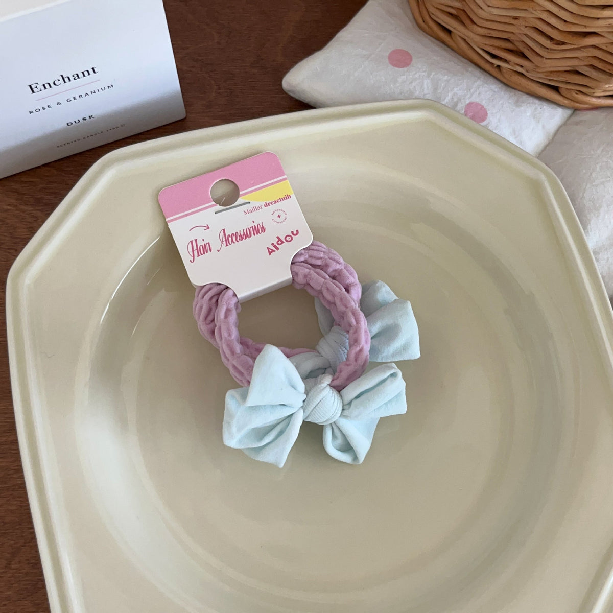 Macaron Bow Towel Ring Hair Rope Does Not Hurt High Elasticity
