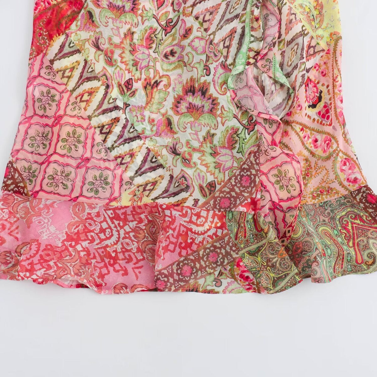 Summer New European And American Style Patchwork Printing Slip Dress
