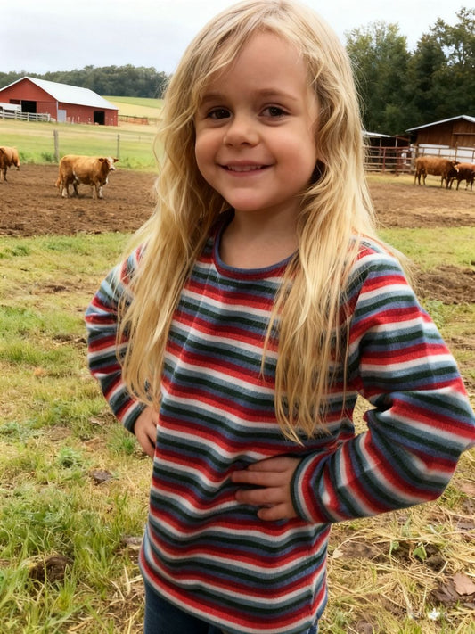 Cara Stripe Kids Rainbow T-Shirt - Premium Cotton Top for Ages 0-5 Years
