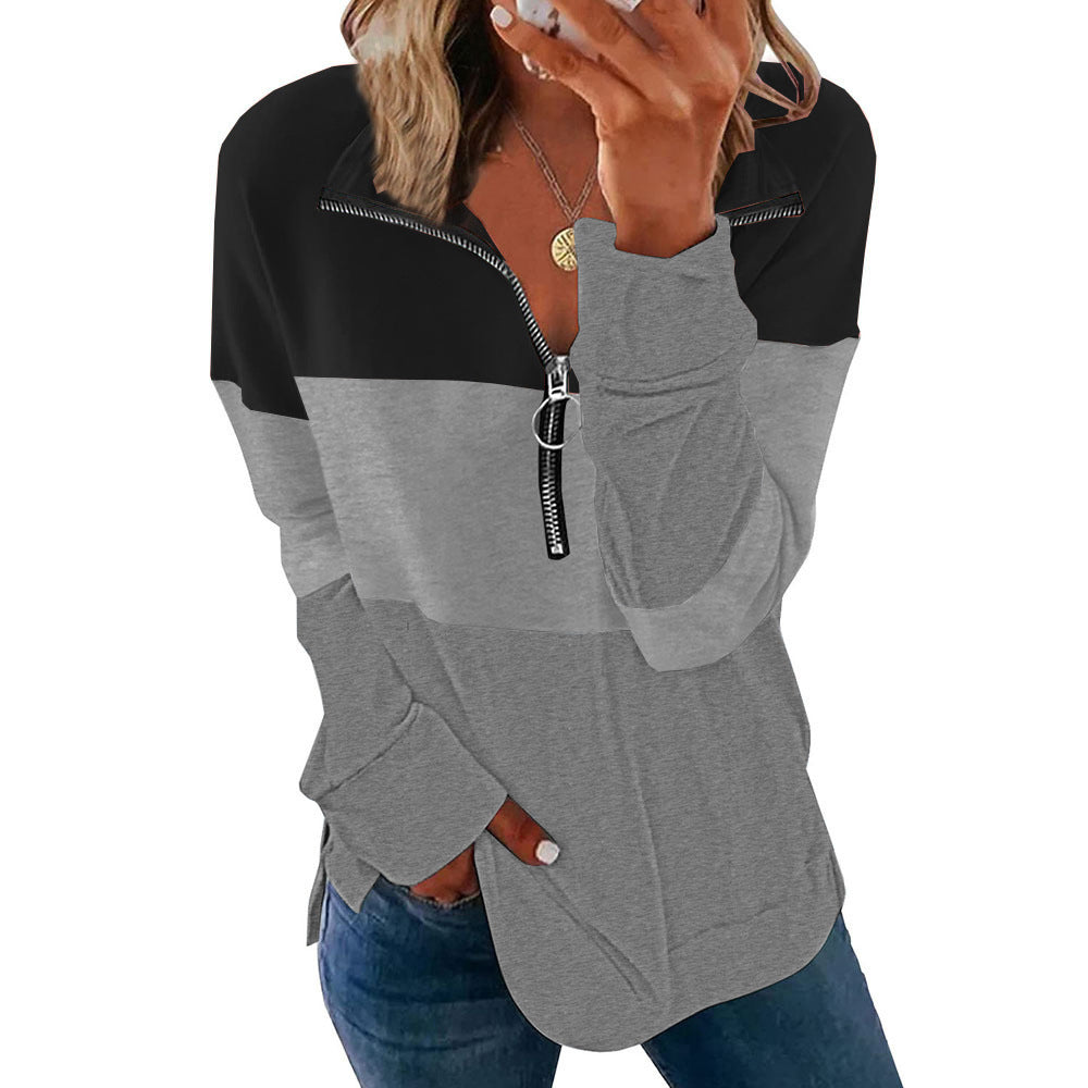 Color Matching Long-sleeved Sweater Women's Loose All-match Leopard Print