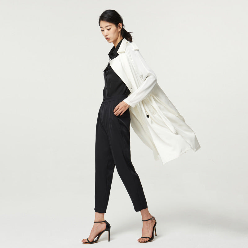 Women's Mid-length Double  Silk Trench Coat