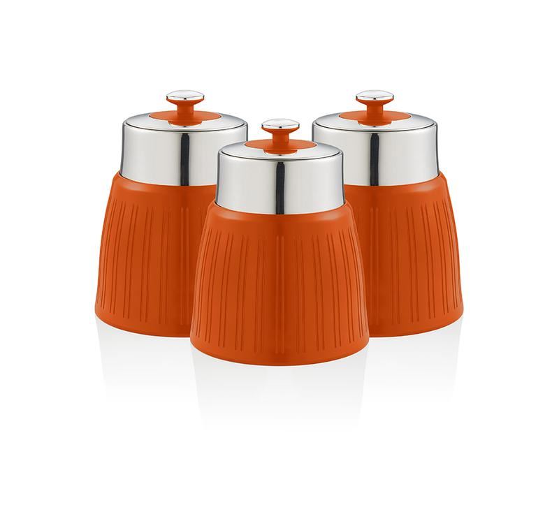 Swan Orange Retro Set of 3 Canisters