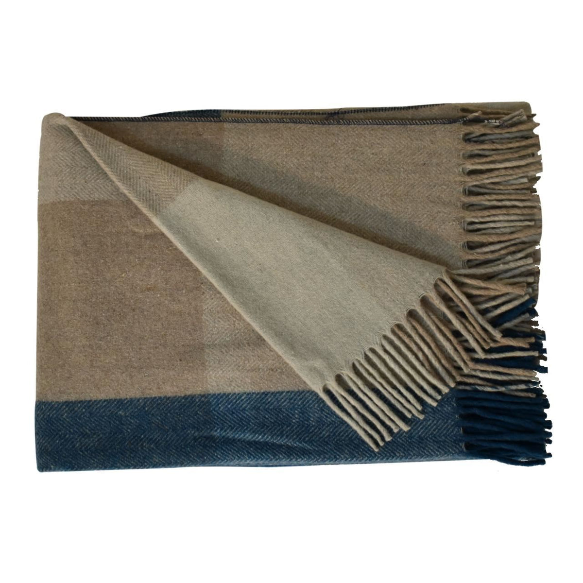 Artisan Selin Blue Woolen Throw (Queen size 150 x 180cm)