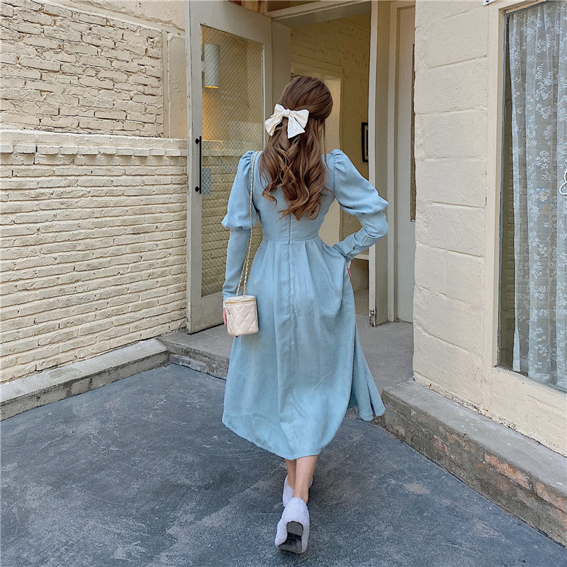 Solid Elegant Dress Women Winter Patchwork Lace Party
