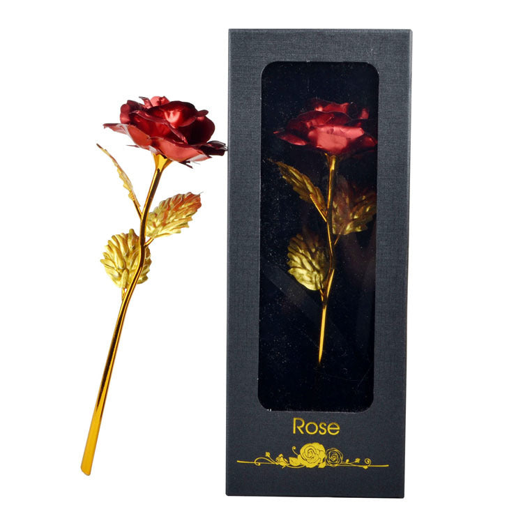 Gold Foil Rose Flower Window Gift Box For Valentine's Day