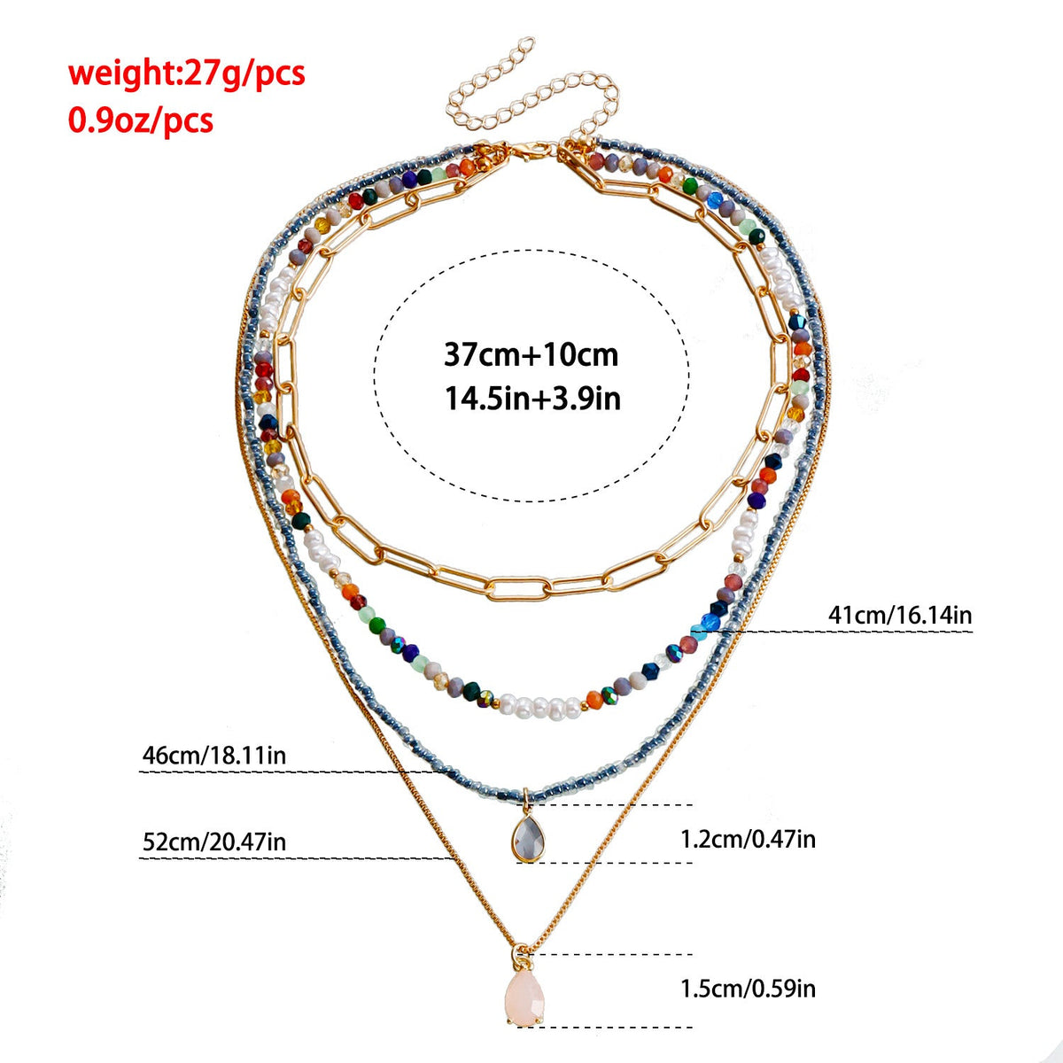 Bohemian Contrast Color Rice-shaped Beads Stringed Beads Multi-layer Necklace