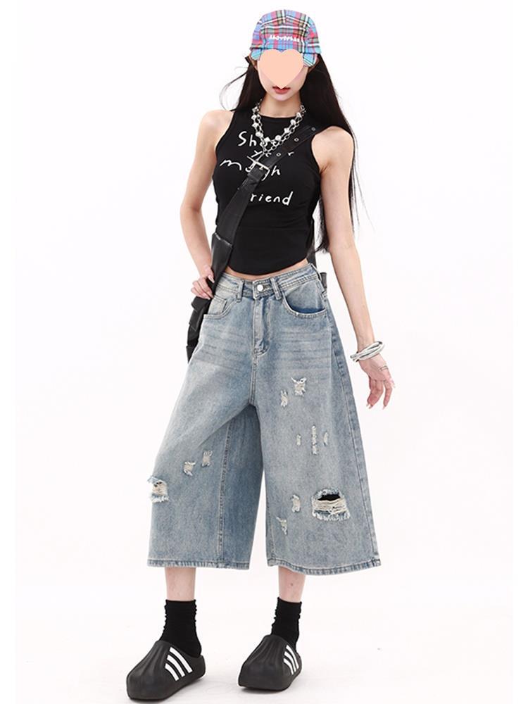 Women's American-style Retro Cropped Jeans Summer