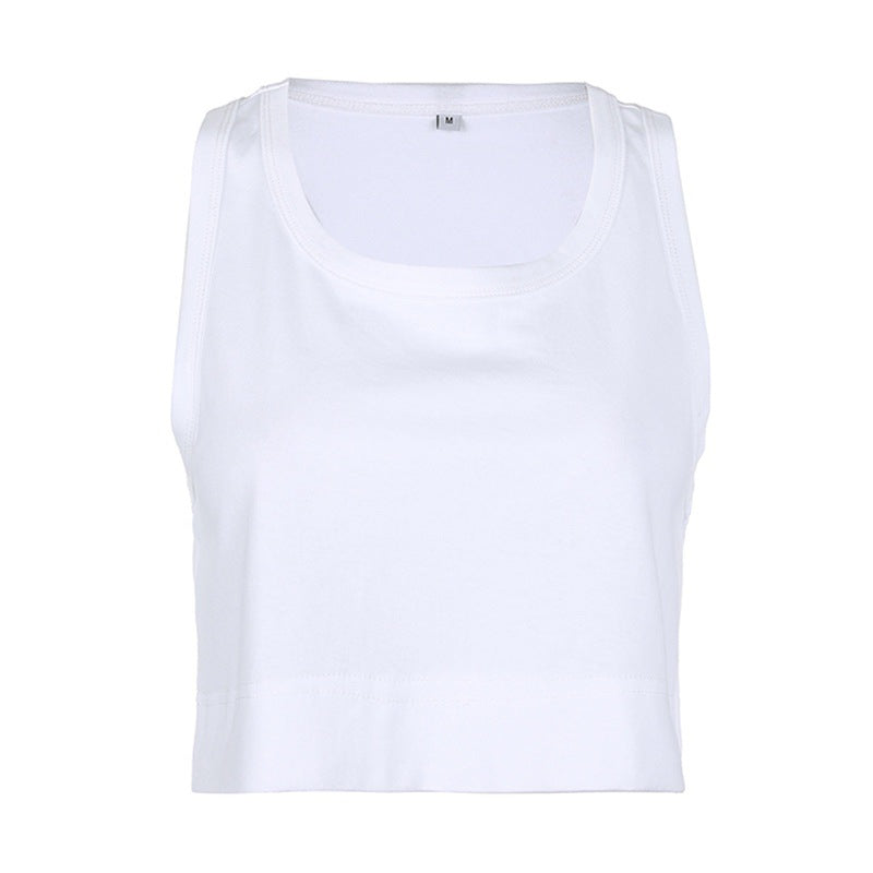 Women's Casual Loose-fitting Cropped Solid Color I-shaped Vest