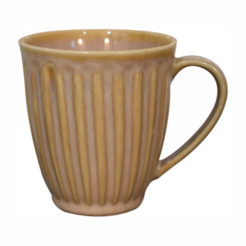 Artisan Beige Ribbed Mug - Set of 4