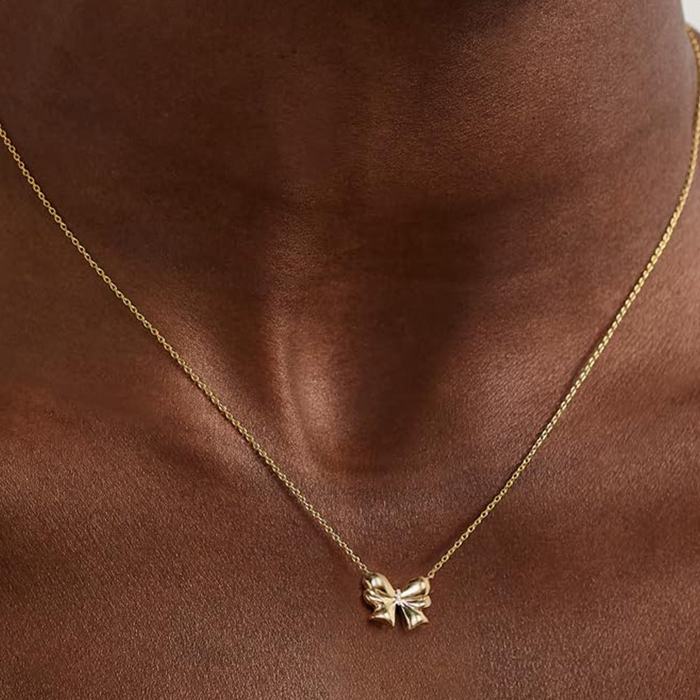 Bow Necklace Female Personality Golden Clavicle Chain Fashion All-match