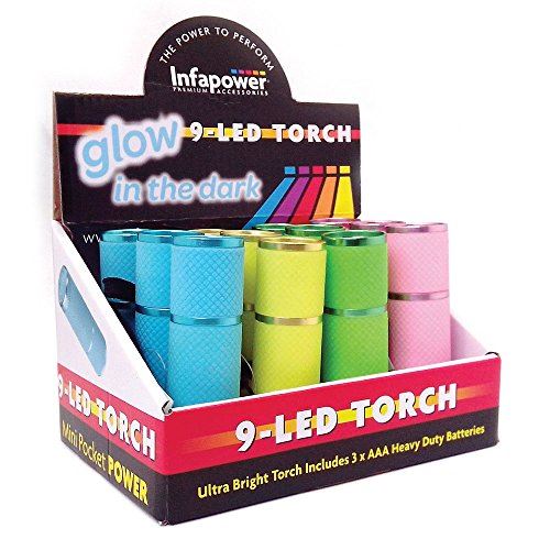 Infapower F007 Glow In The Dark 9 LED Torch (Pack of 12)