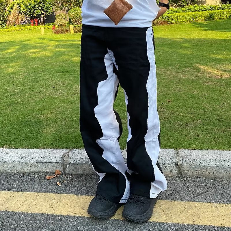 Black And White Patchwork Design Sense Patchwork Jeans