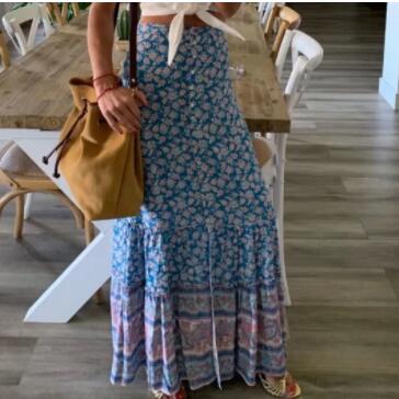 Summer Leisure Vacation Patchwork Floral Color Patchwork Skirt