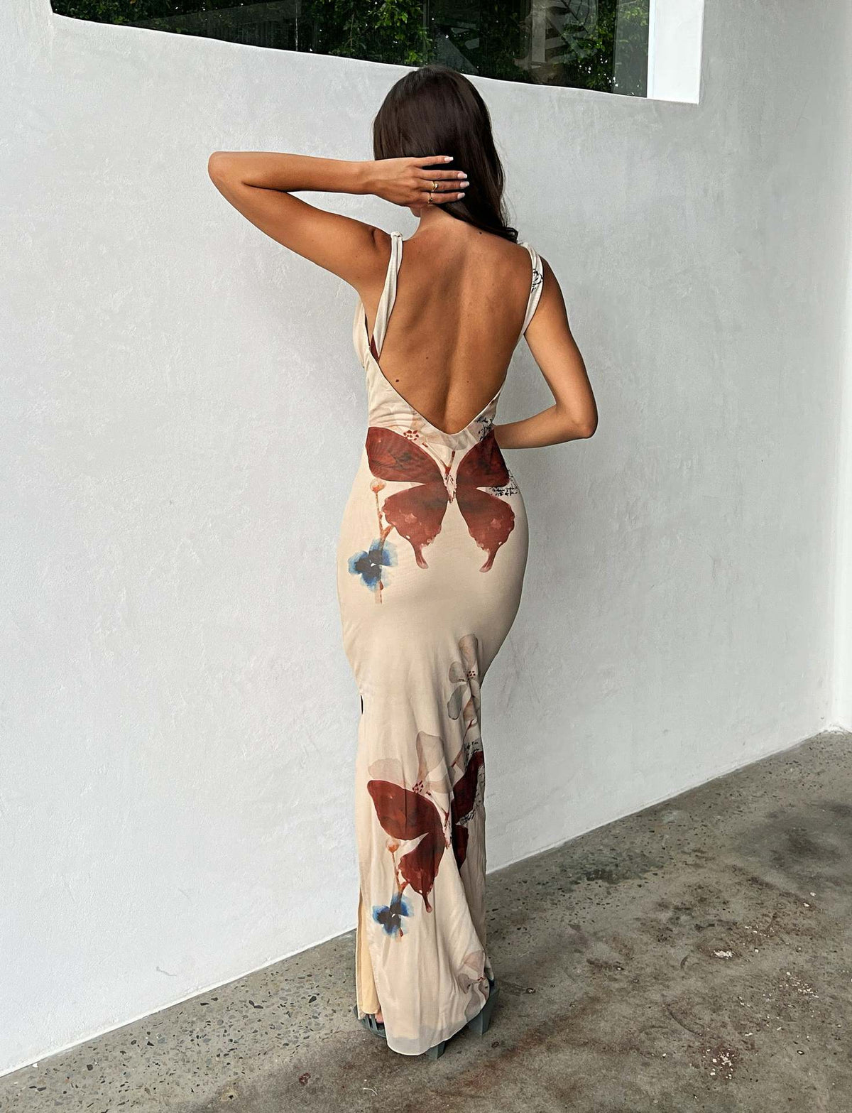 Women's V-neck Backless Fashion Butterfly Print Dress