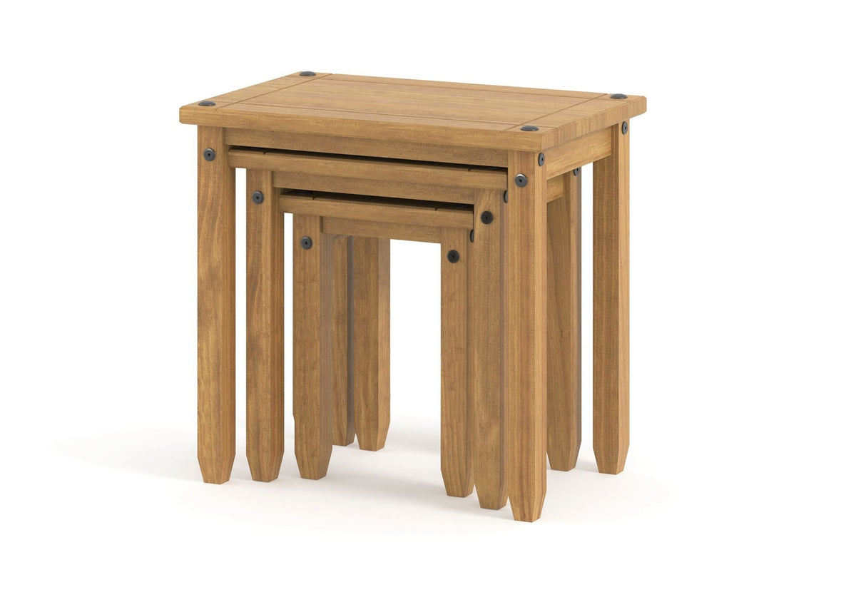 Corona Antique Waxed Pine Nest Of Tables