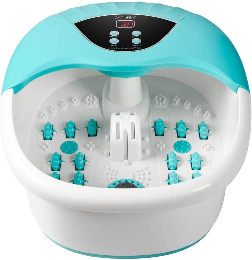Carmen Spa Digital Temperature Control Foot Spa White with Turquoise UK Plug