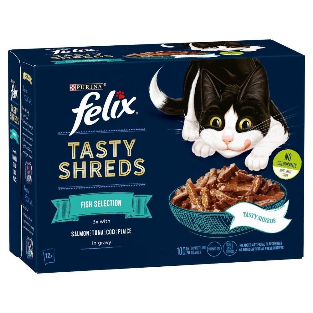 Felix Pouches Tasty Shreds Fish Selection in Gravy 12 x 80g - Case of 4