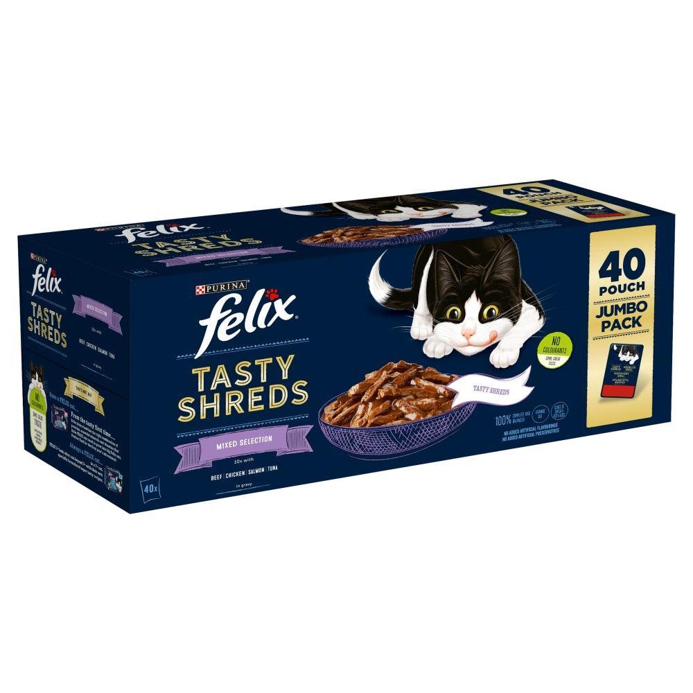 Felix Tasty Shreds Mixed Selection in Gravy Pouches 40 x 80g - Case of 40