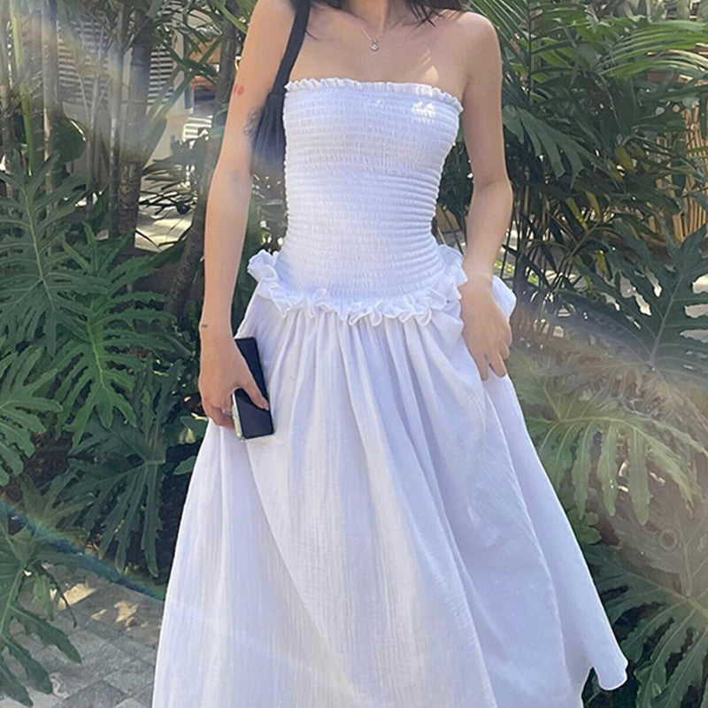 White One-shoulder Bustier Dress Women